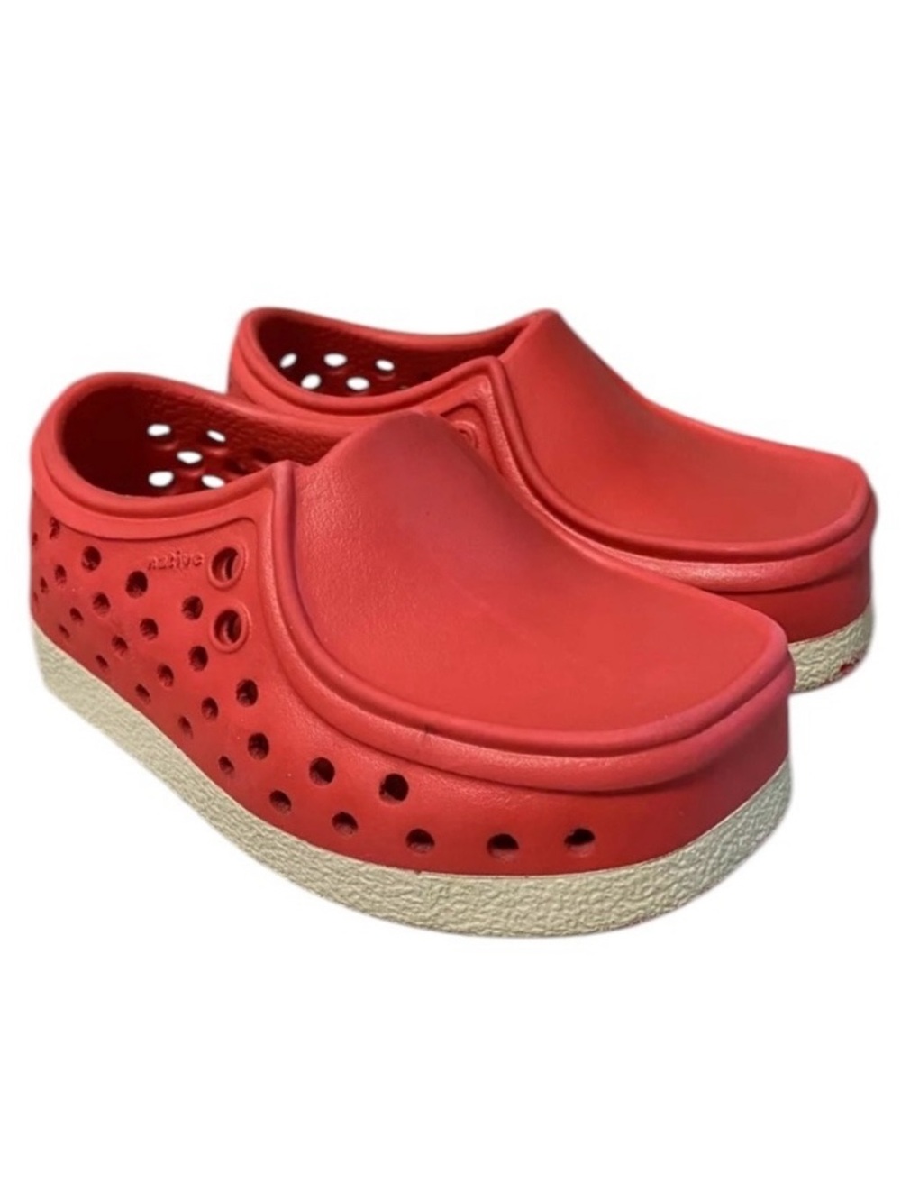 Native Baby Boys Boat Shoes Size 4/5 Slip-On Waterproof Rubber Loafers Red